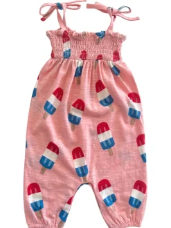 Popsicle Pink / Organic Smocked Jumpsuit