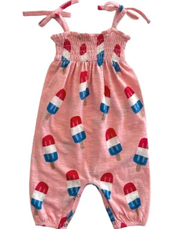 Popsicle Pink / Organic Smocked Jumpsuit