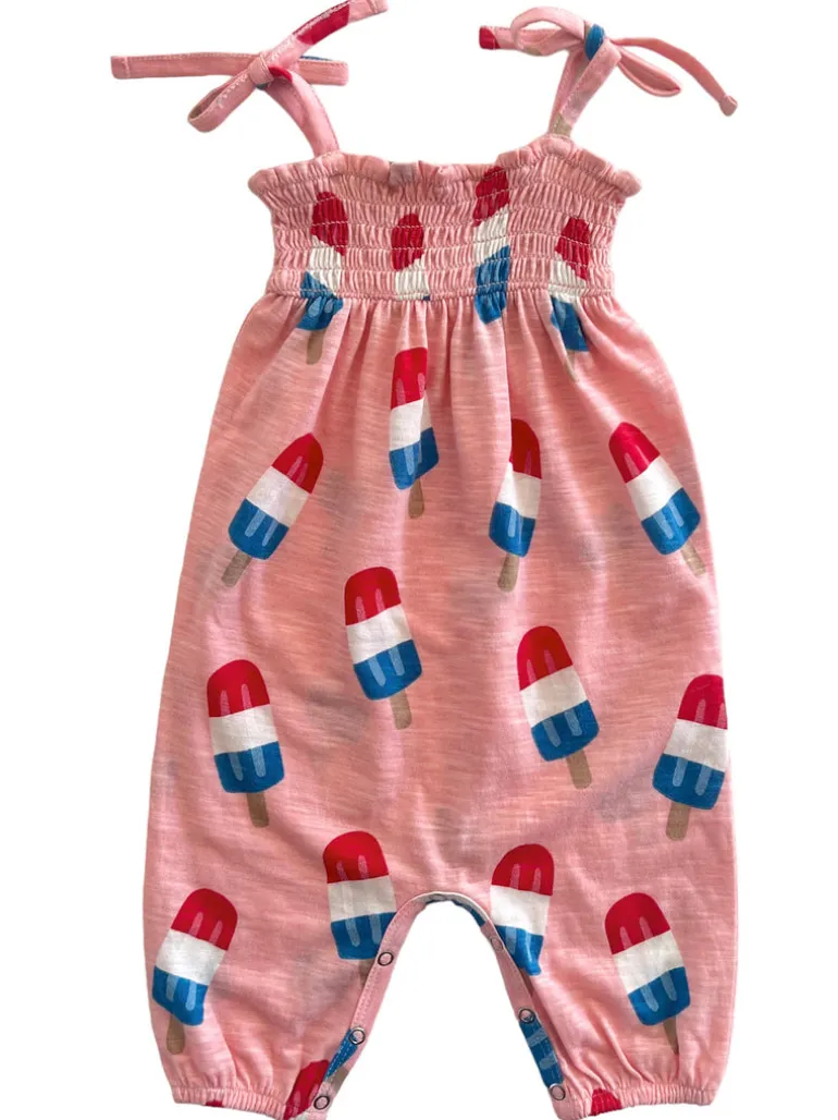Popsicle Pink / Organic Smocked Jumpsuit