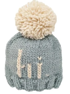 "Hi." Knit Beanie, Surf Blue