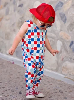 Red, White & Blue Checkerboard / Organic Bay Jumpsuit