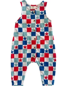 Red, White & Blue Checkerboard / Organic Bay Jumpsuit