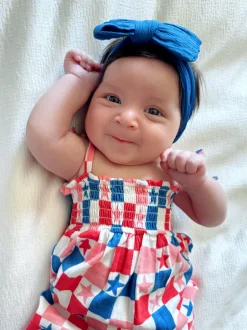 Red, White, Blue & Pink Checkerboard / Organic Smocked Jumpsuit