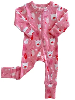 Reindeer Pink / Organic 2-Way Zip Romper