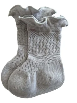 Ruffle Knit Socks, Grey