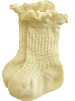 Ruffle Knit Socks, Lemon