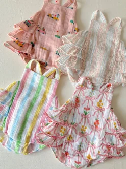 Ruffle Sunsuit, Ogee Floral
