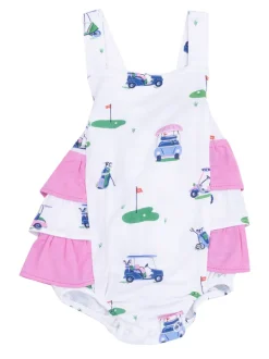 Ruffle Sunsuit, Vintage Golf Carts Pink