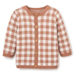 Rust Gingham Cardigan