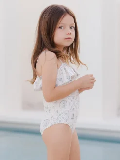 Rylee & Cru Ruffle One-Piece Swimsuit, Tile