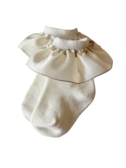 Satin Ruffle Socks, Ivory