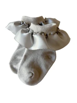 Satin Ruffle Socks, Silver