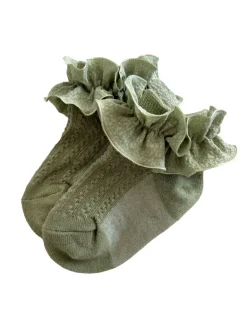 Scrunchie Ruffle Socks, Sage