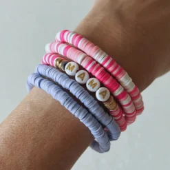 Set of 5 Gelato/Flamingo Beaded Bracelets, Mama