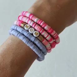 Set of 5 Gelato/Flamingo Beaded Bracelets, Mom
