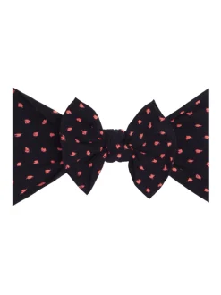 Shabby Knot Bow, Black w/ Neon Pink Dot