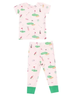 Short Sleeve Loungewear Set, Golf Things Pink