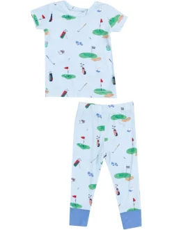 Short Sleeve Loungewear Set, Golf Things Blue