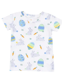 Short Sleeve Loungewear Set, Easter Bunnies Blue