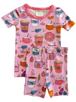 Short Sleeve 2-Piece Set, Pumpkin Spice Latte Pink