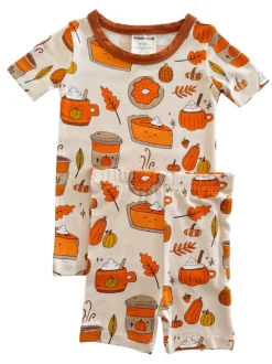Short Sleeve 2-Piece Set, Pumpkin Spice Latte