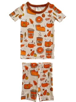 Short Sleeve 2-Piece Set, Pumpkin Spice Latte