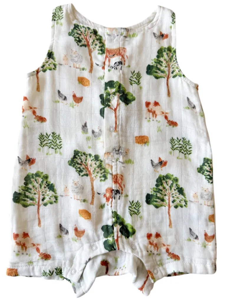 Shortie Romper, Farm Friends