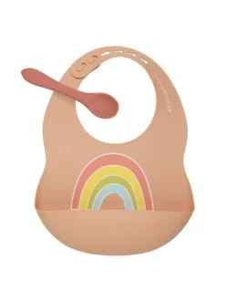 Silicone Bib & Spoon Set, Rainbow