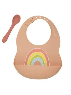 Silicone Bib & Spoon Set, Rainbow