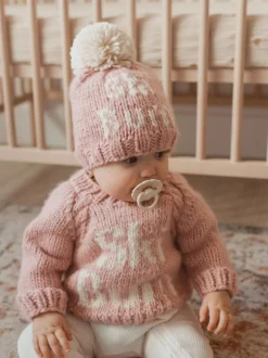 Ski Bum Knit Pom Hat, Rosy