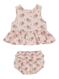 Sleeveless Peplum Set, Vintage Floral