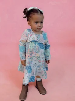 Smocked Ruffle Tiered Dress, Patchwork