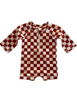 Stracciatella Checkerboard / Sonny Rashguard Swimsuit / UPF 50+