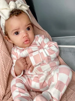 Strawberry Shortcake Checkerboard / Organic 2-Way Zip Romper