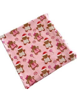 Stretch Swaddle Blanket, Gingerbread Friends Pink