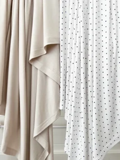 Stretch Swaddle Blanket, Navy Polka Dot