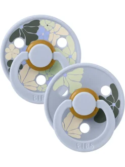 Studio Round Natural Rubber Latex Pacifier 2 Pack, Morning Bloom Dusty Blue Mix