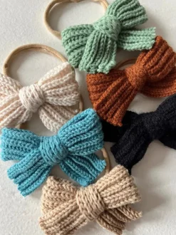 Sweater Bow Headband, Cerulean