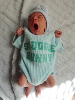 Sweater Romper, Snuggle Bunny Blue
