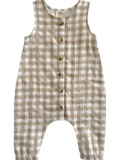 Tan Gingham / Organic Bay Jumpsuit