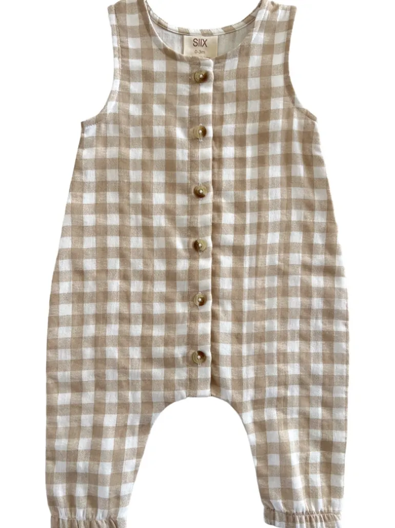 Tan Gingham / Organic Bay Jumpsuit