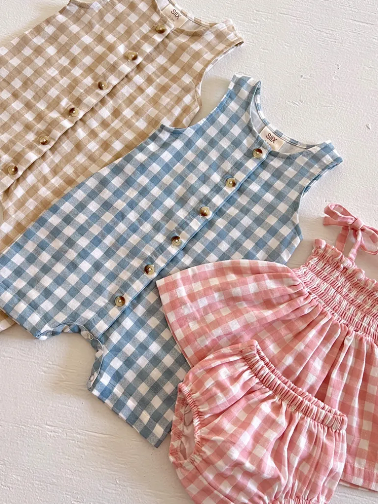 Tan Gingham / Organic Bay Jumpsuit