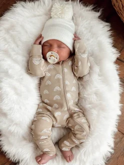 Tan Rainbow / Organic 2-Way Zip Romper