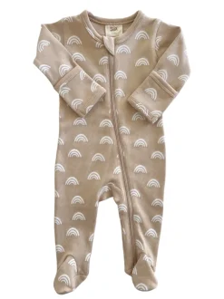 Tan Rainbow / Organic Zip Footie