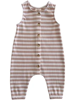 Tan Stripe / Organic Ribbed Bay Jumpsuit