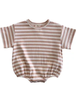 Tan Stripe / Organic Ribbed T-Shirt Bubble
