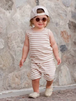 Tan Stripe / Organic Ribbed Tank & Short Set