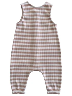 Tan Stripe / Organic Ribbed Bay Jumpsuit