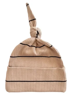 Tan/Black Stripe / Organic Ribbed Beanie