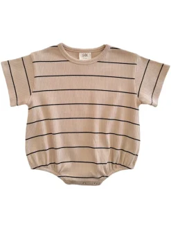 Tan/Black Stripe / Organic Ribbed T-Shirt Bubble